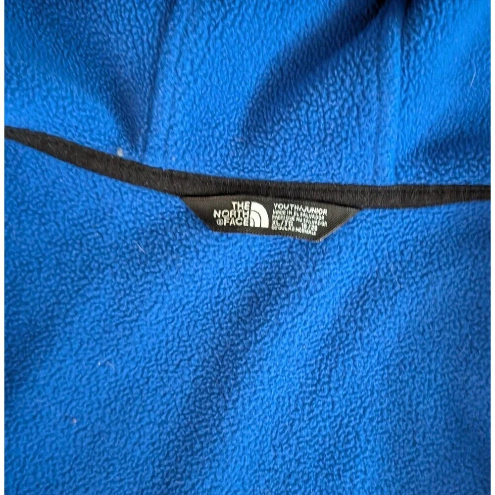 The North Face Youth Full Zip Fleece Jacket Youth XL 18-16 Blue Hooded Pockets
